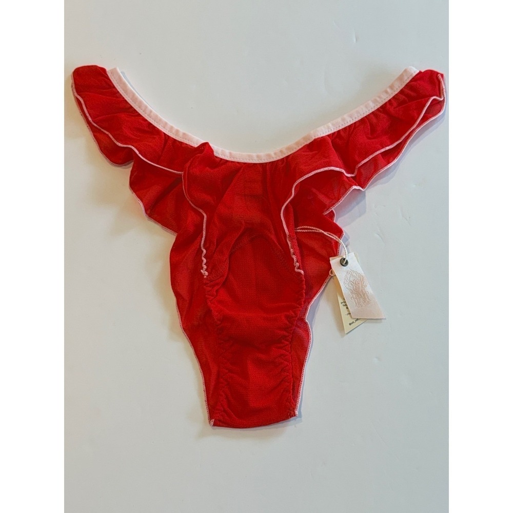 Free People HAH Flygirl‎ Mesh Ruffle Red Panty L NWT